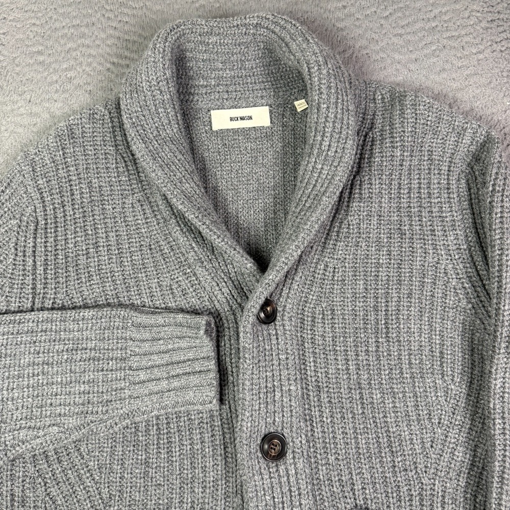 Buck Mason Herdsman Shawl Collar Cardigan Mens M Gray Wool Cashmere Sweater